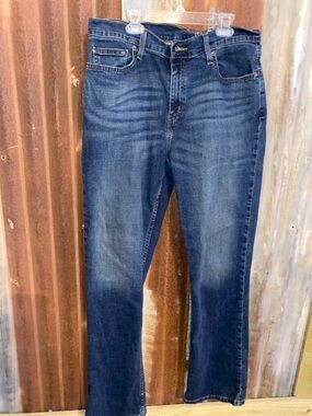 George Blue Denim Bootcut Jeans with Gold Stitching